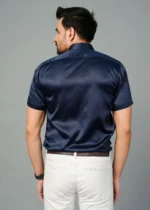 Navy Blue Colour Half Sleeve Men Party Wear - Image 3