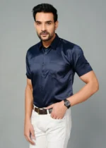 Navy Blue Colour Half Sleeve Men Party Wear (5)