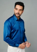 Royal Blue Colour Full Sleeve Men Formal Shirt - Image 4